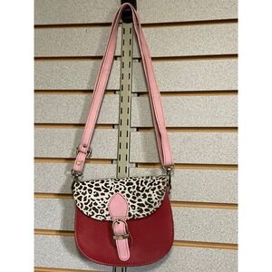 Crossbody Purse Animal Print Flap Saddle Bag Adjustable Strap Pink‎ Burgundy NEW